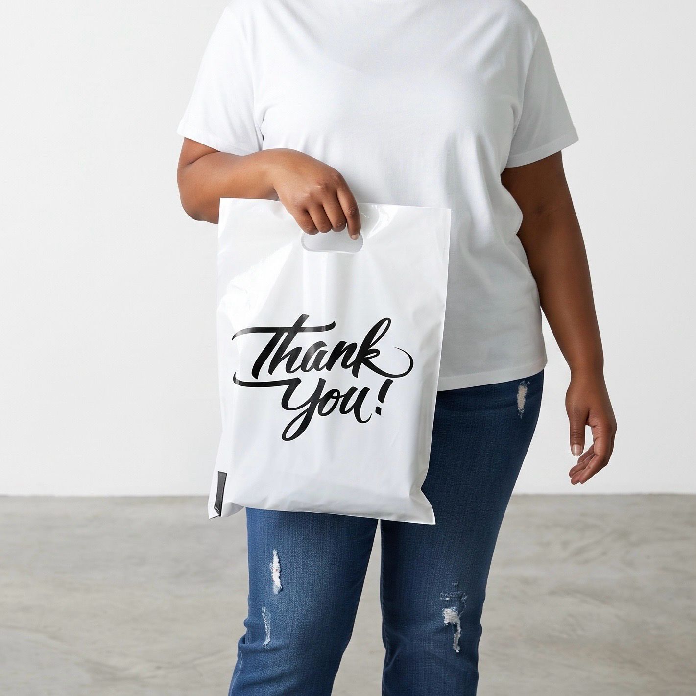 9x12 Inches White Thank You Shopping Bags