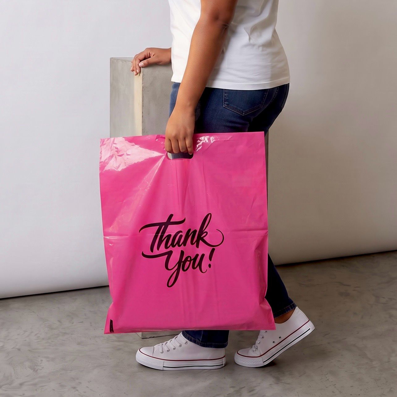 16x18" Pink Thank You Shopping Bags