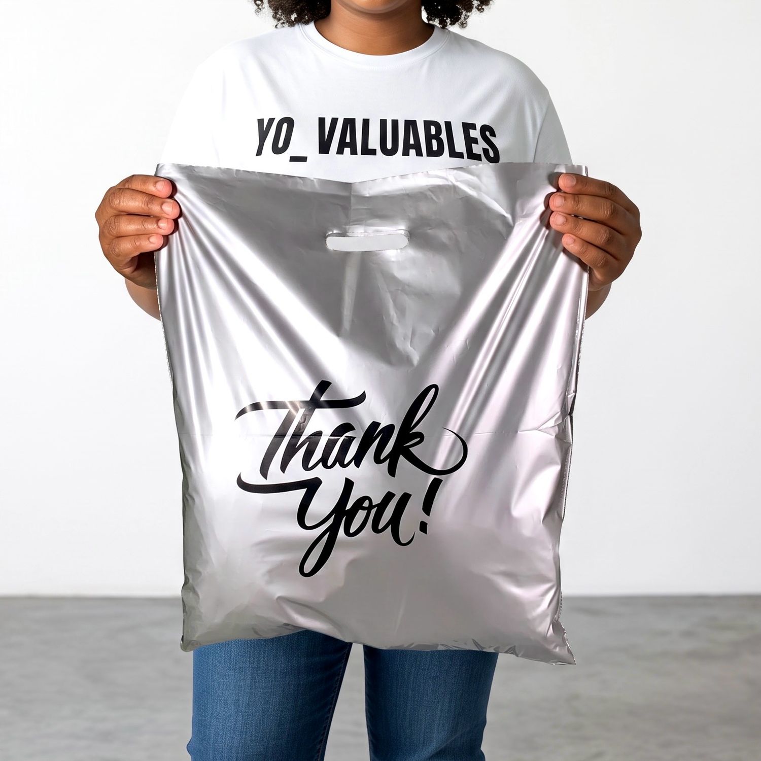 16x18" Silver Thank You Shopping Bags