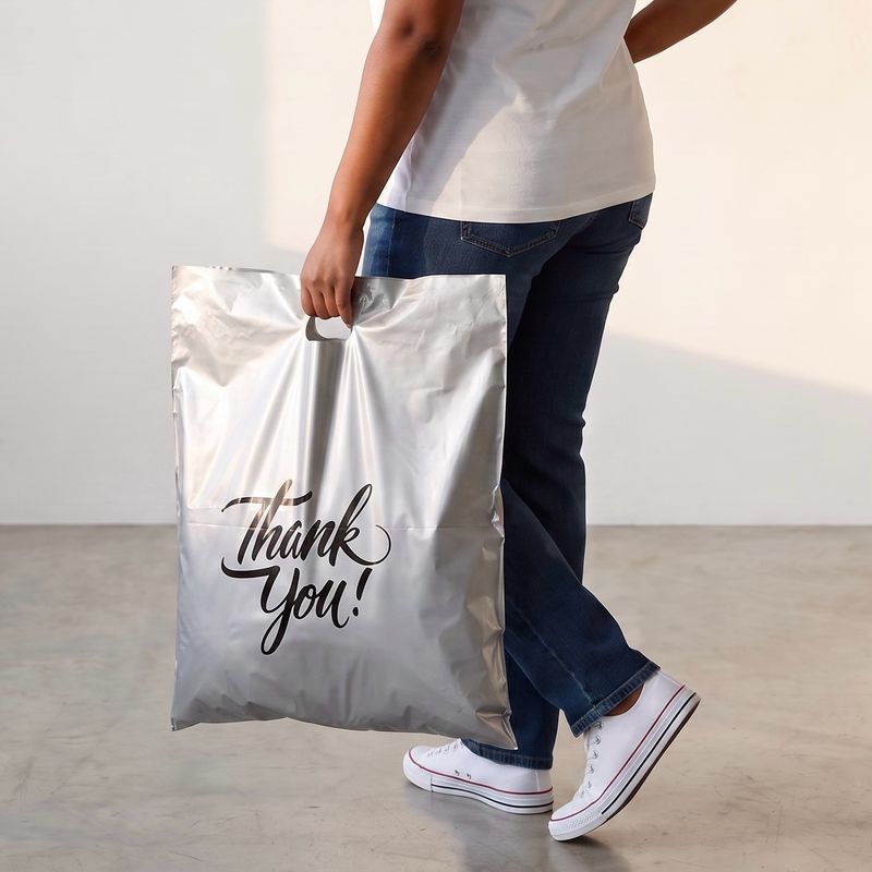 16x18" Silver Thank You Shopping Bags