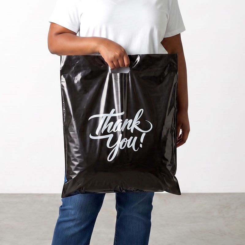 16x18" Black Thank You Shopping Bags