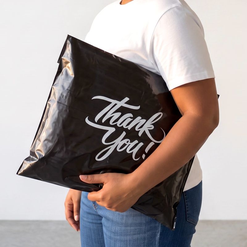 16x18" Black Thank You Shopping Bags