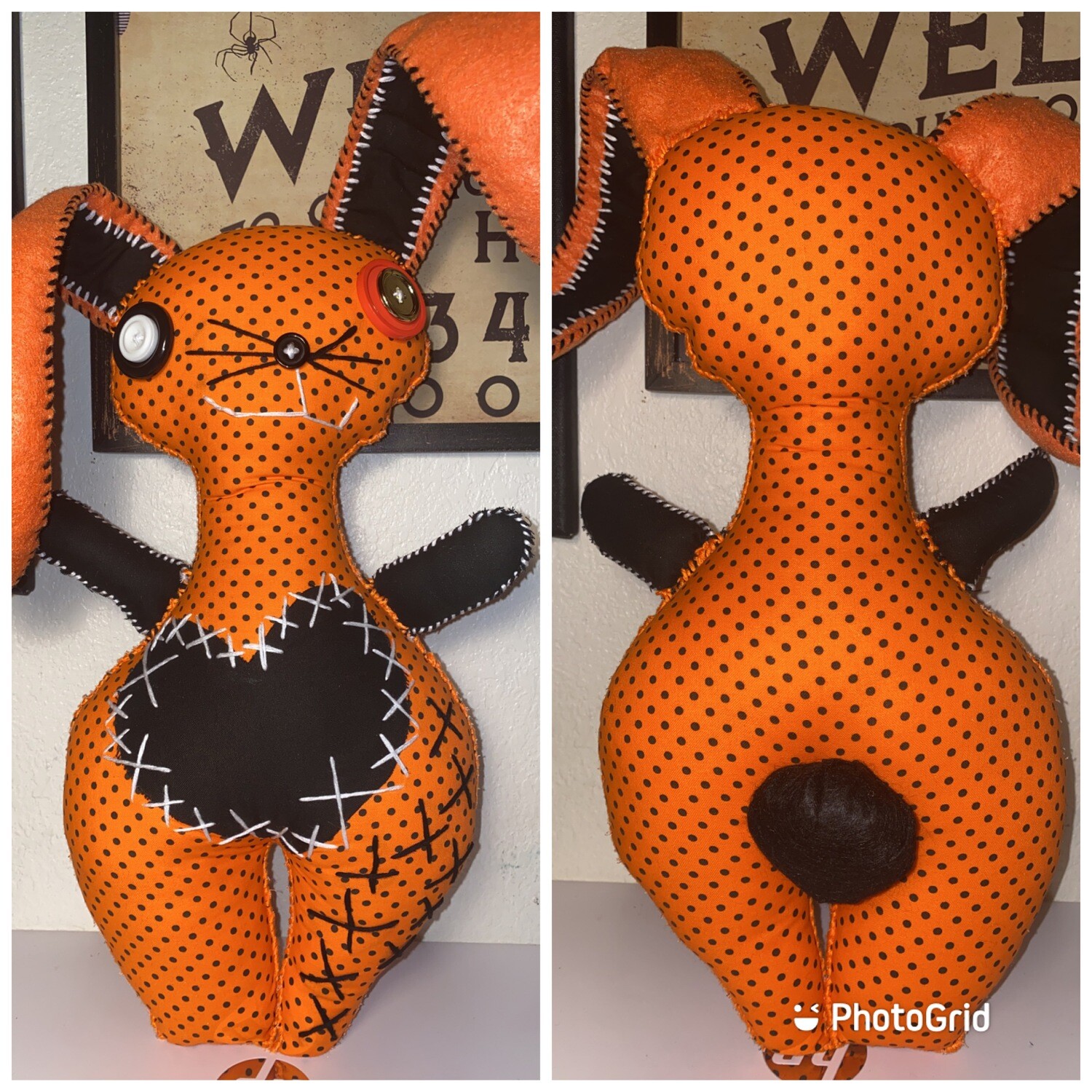 *PREMADE* Orange Spotted Bunnie Poppet Dollie with posable flops