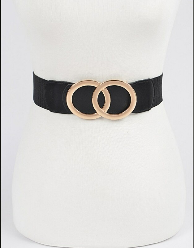 Black Gold Two Round Elastic Belt