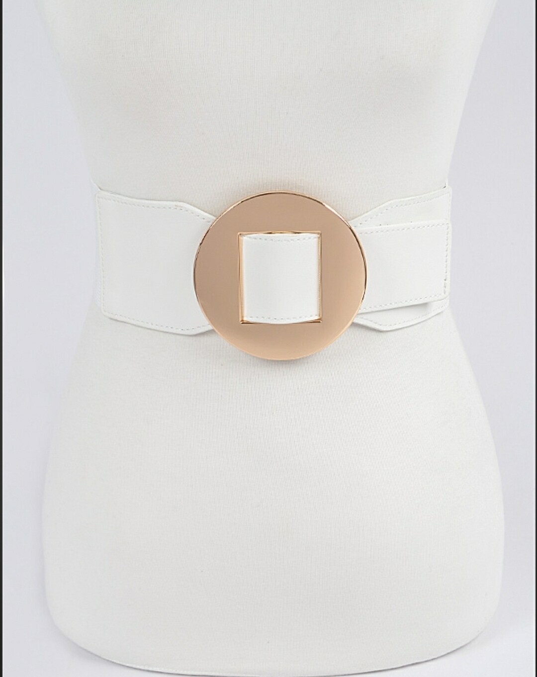 White Gold Faux Leather Elastic Belt