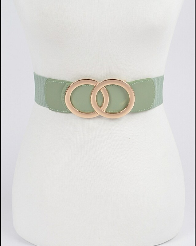 Sage Green Two Round Elastic Belt