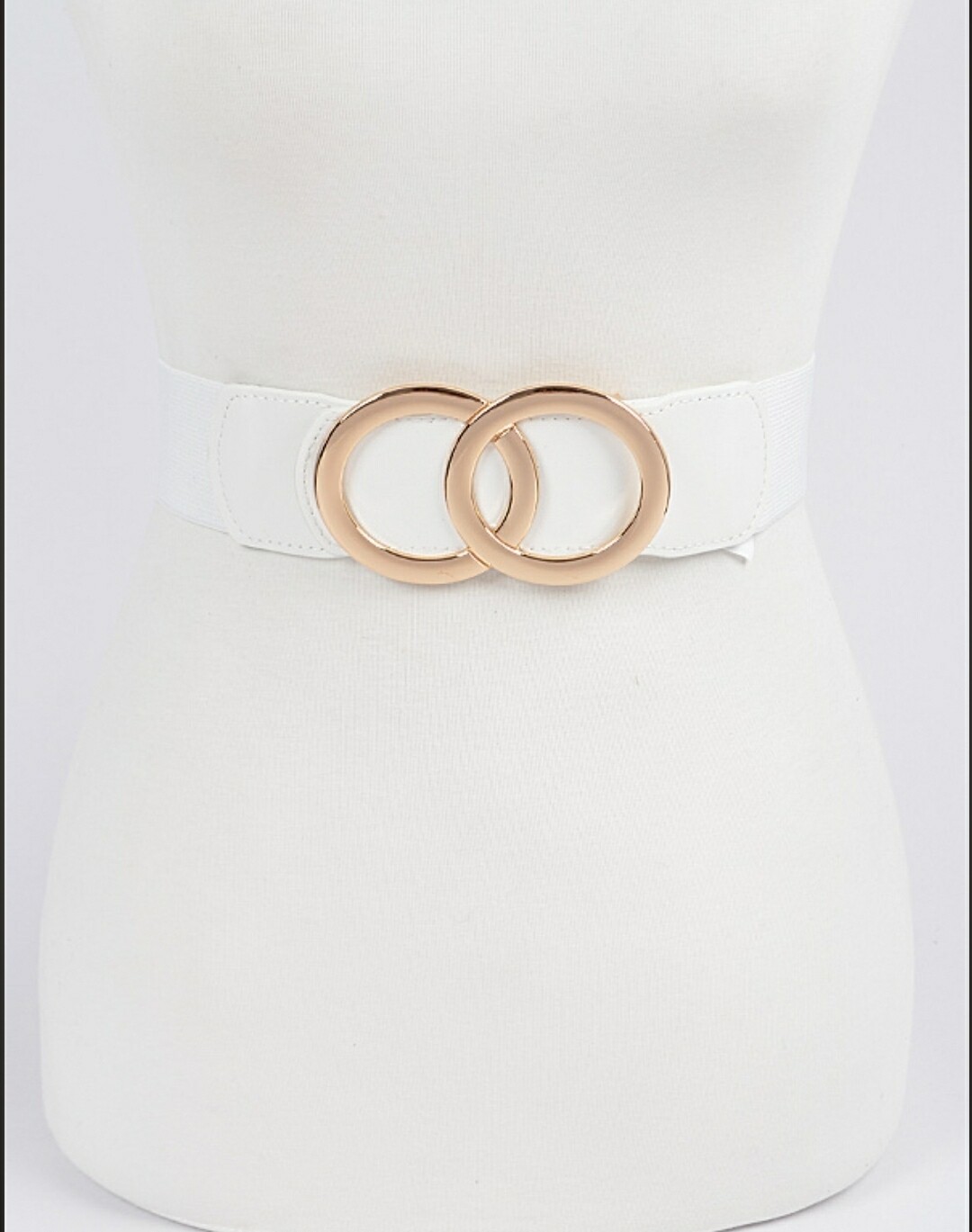 White Two Round Elastic Belt