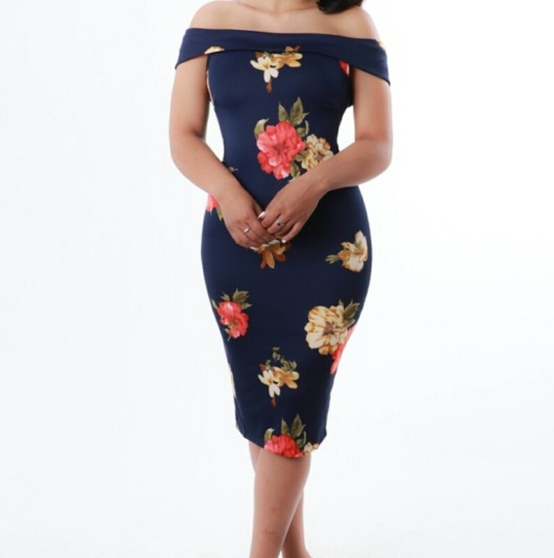 Navy Flowery Dress