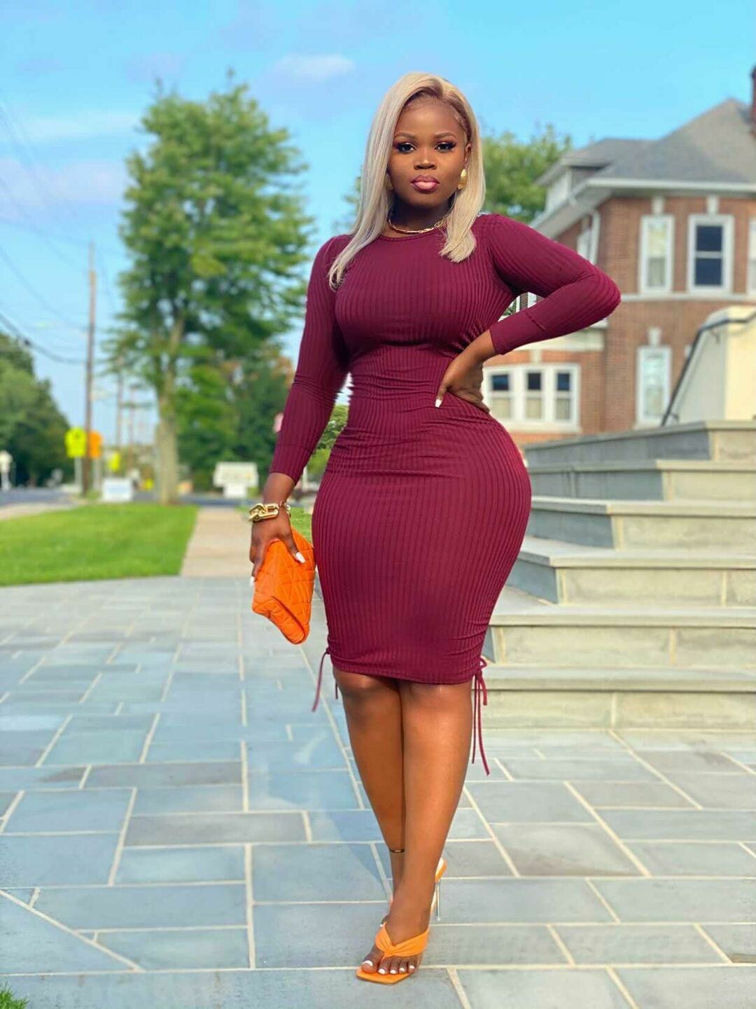 Runched Adjustable Drawstring Dress