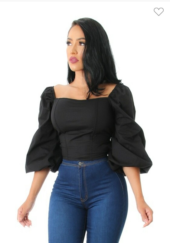 Black Puffy Hand Strappy Top