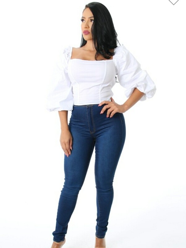 White Puffy Hand Strappy Top