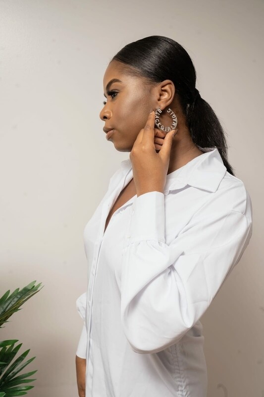 Sliver Black Girl Magic Hoop Earrings