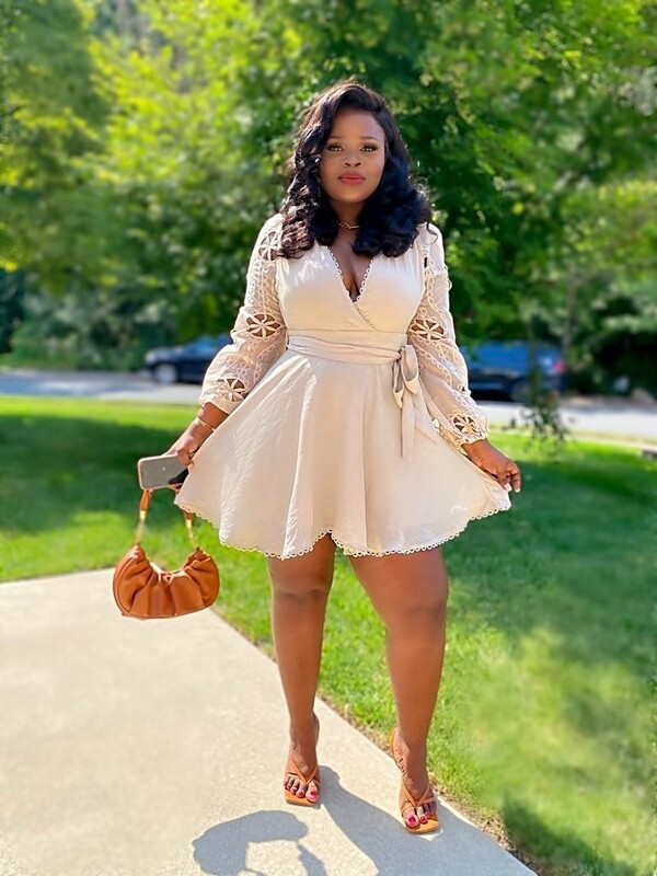 Nude Mini Lacey Cut Dress