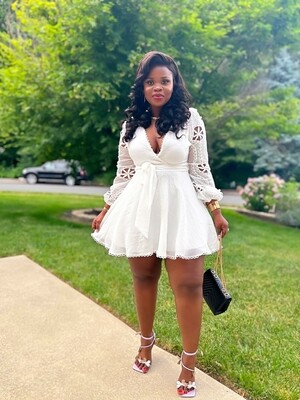 White Mini Lacey Cut Dress