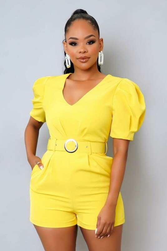 YELLOW DAVINA ROMPER WITH BELT