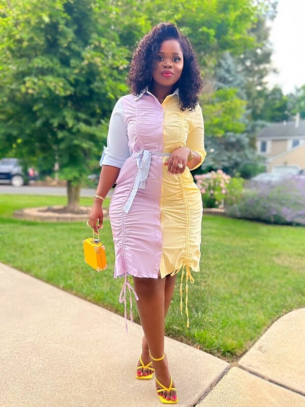 Mini Ruched tied Shirt Dress