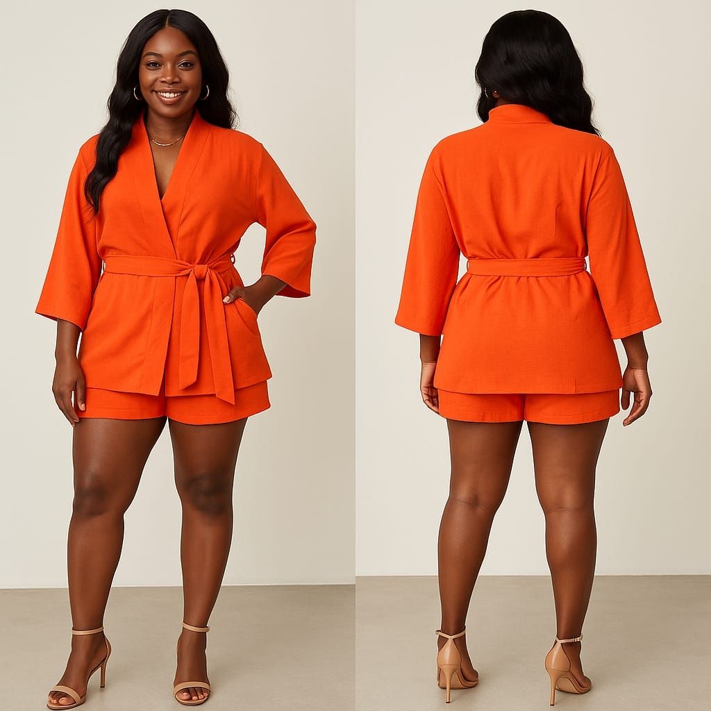 Lilian Orange Two Pieces Short Set