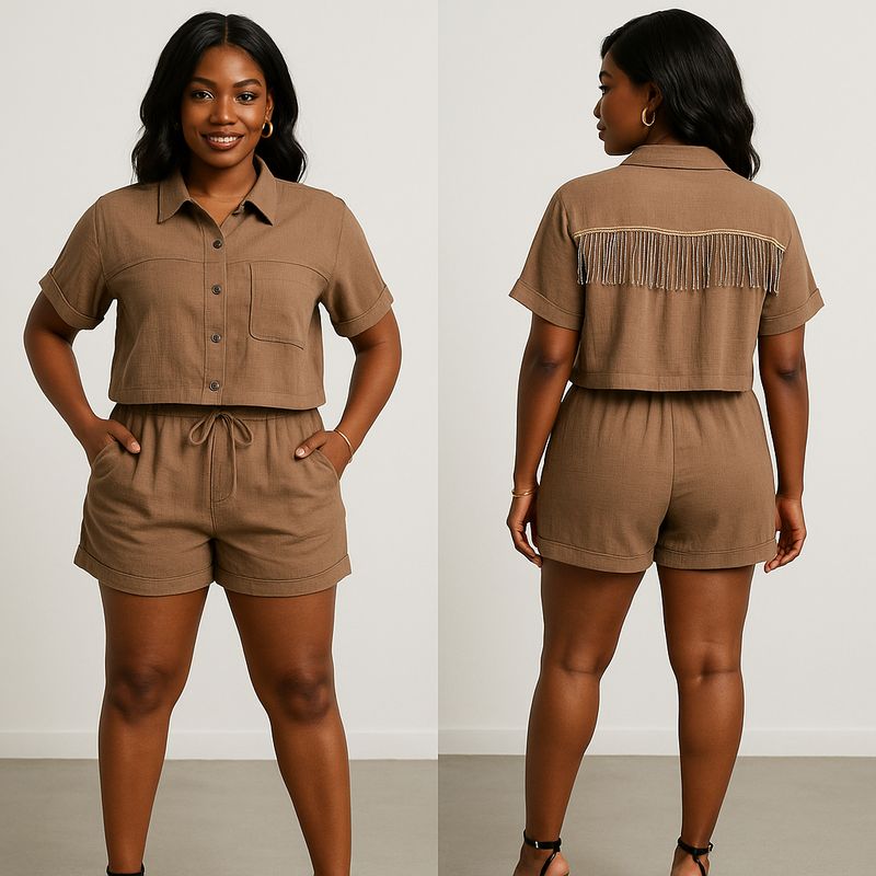 Adrias Brown Two Pieces Short Set