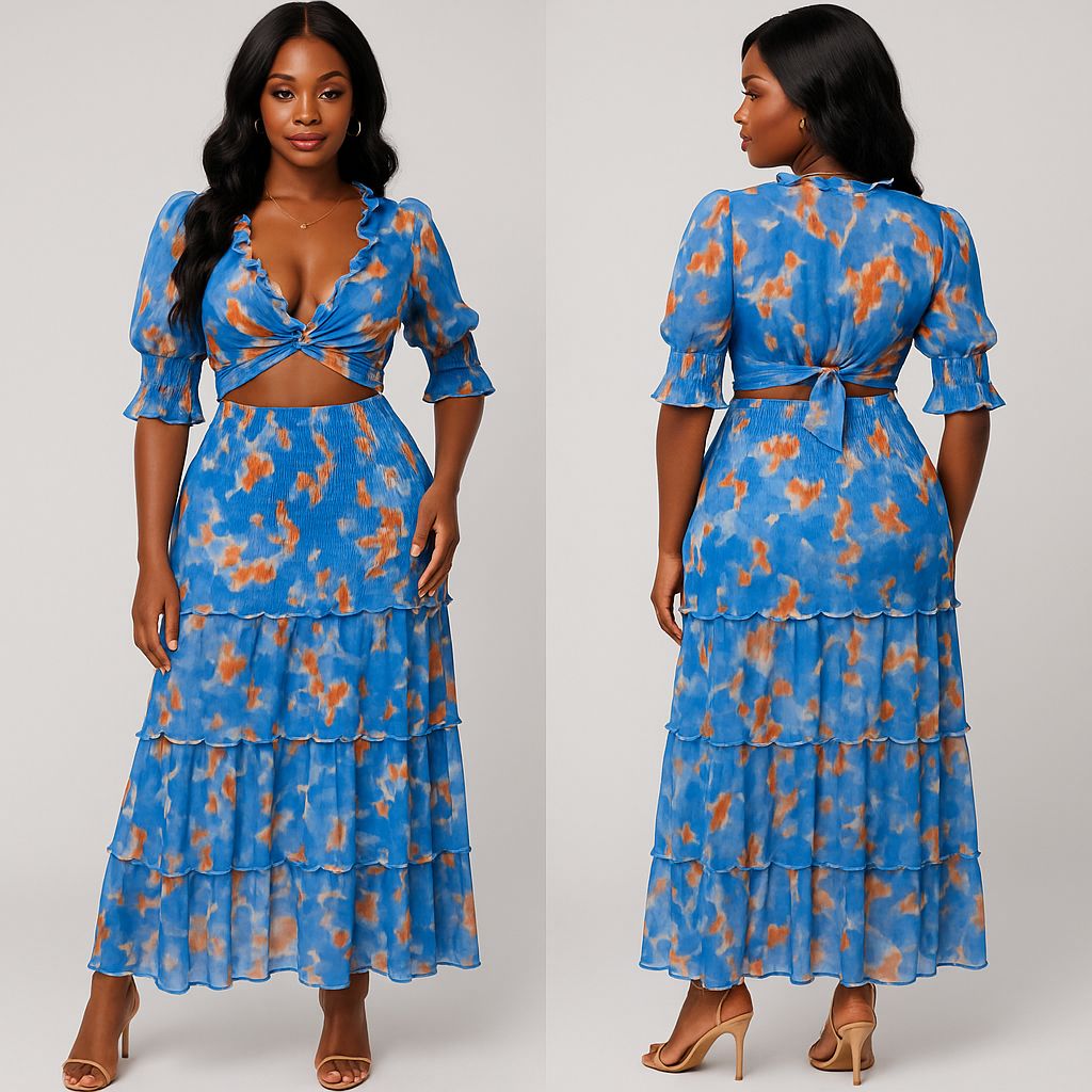 Tinu Blue Two Pieces Skirt Set