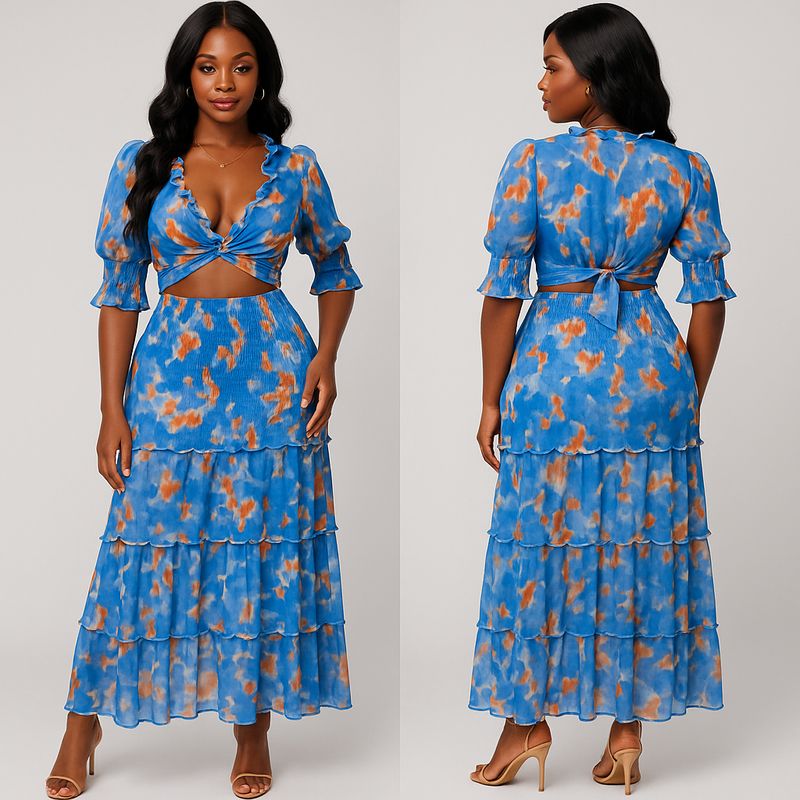 Tinu Blue Two Pieces Skirt Set