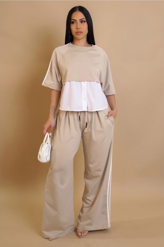 Boss Chic Beige and White Pant set