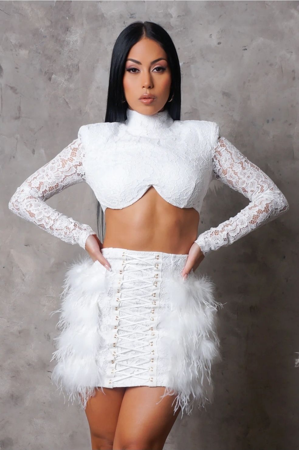 Elegant White Mini Skirt Set