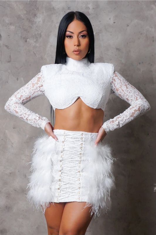 Elegant White Mini Skirt Set