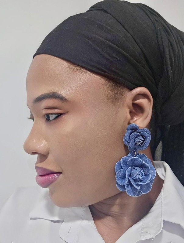 Denim Flower earrings