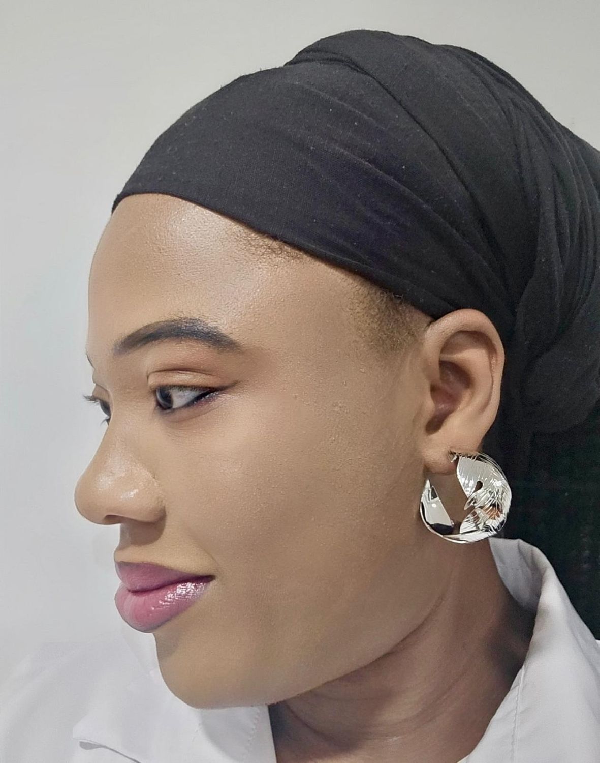 Silver round Metal Earrings