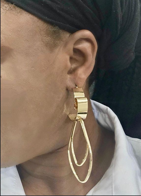 Gold Drop Metal Earrings