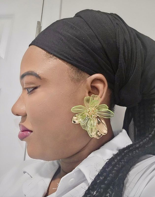 Green Butterfly Flower Earrings