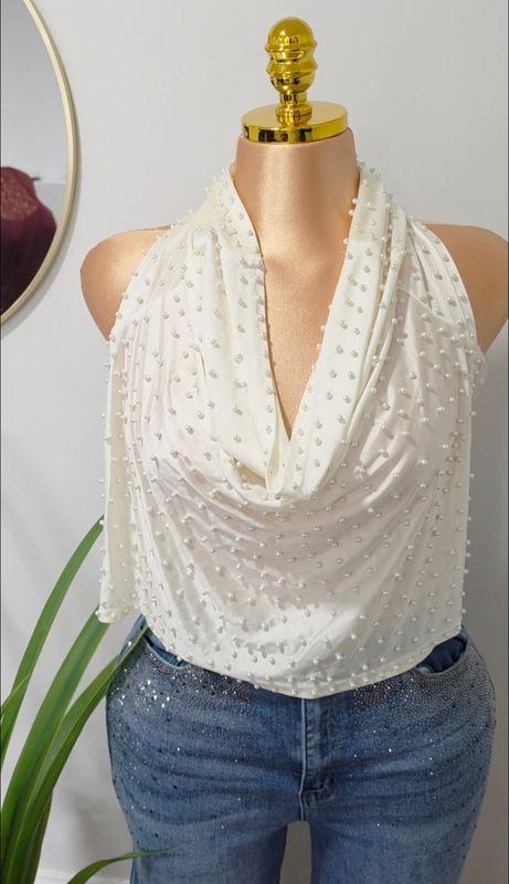 Ivory Pearl Open Back Top Ivory Pearl Open Back Top