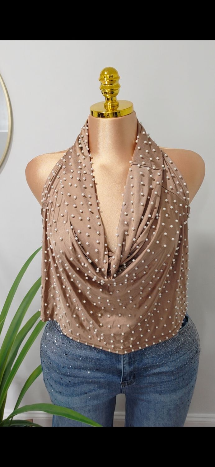Brown Pearl Open Back Top Brown Pearl Open Back Top
