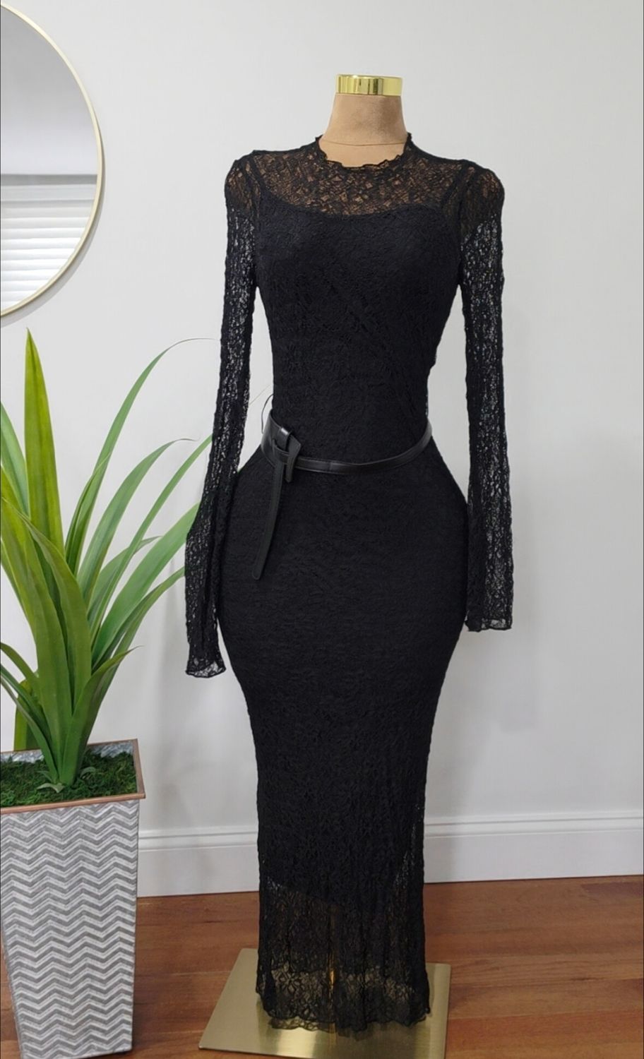 Black Long Belted Dress
