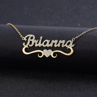 CZ DIAMOND RIBBON HEART NECKLACE