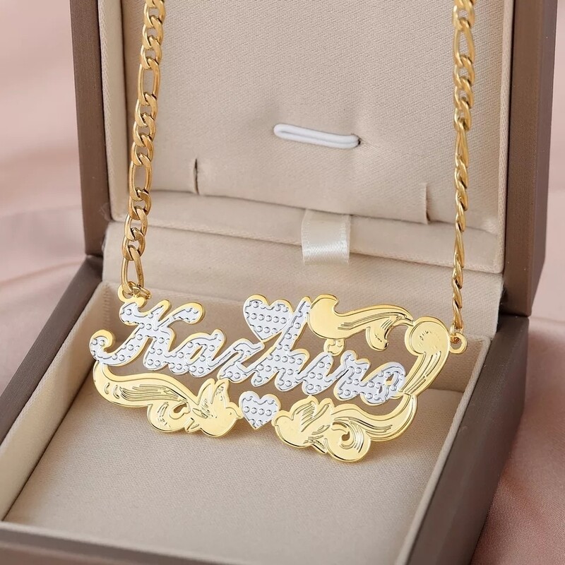WAVY DOVE DESIGN NAME NECKLACE