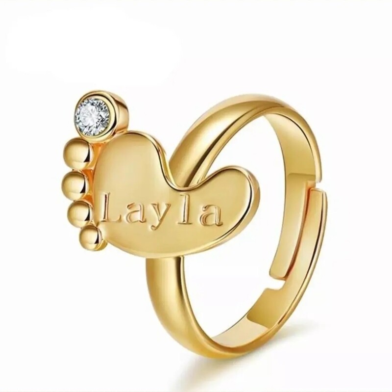BABY FOOT BIRTHSTONE RING