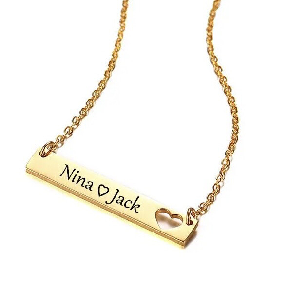 HOLLOW HEART BAR NECKLACE