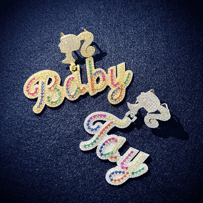 ICY MULTI-COLOURED BAGUETTE PENDANT w/ BARBIE BAIL