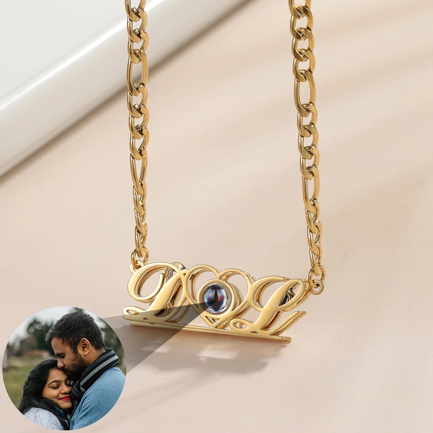 PROJECTION PHOTO &amp; INITIALS NECKLACE