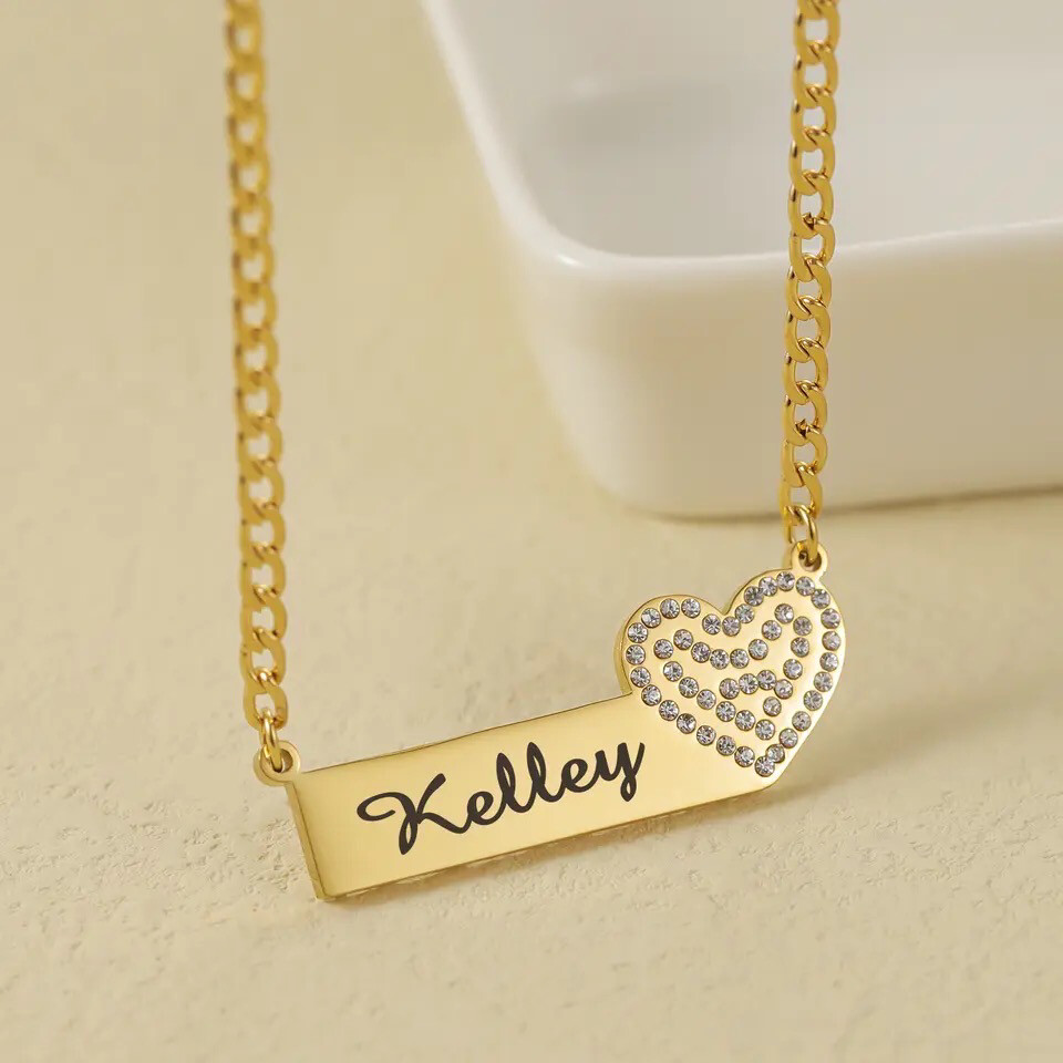 ICY HEART BAR NECKLACE