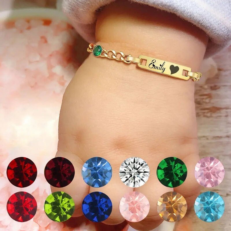 LINKED-IN BIRTHSTONE BABY BRACELET