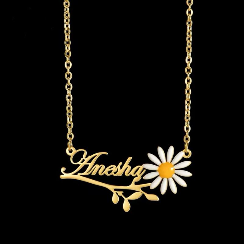 ENAMEL FLOWER NAME NECKLACE