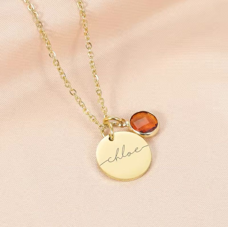 CUSTOM COIN PENDANT W/ BIRTHSTONE CHARM
