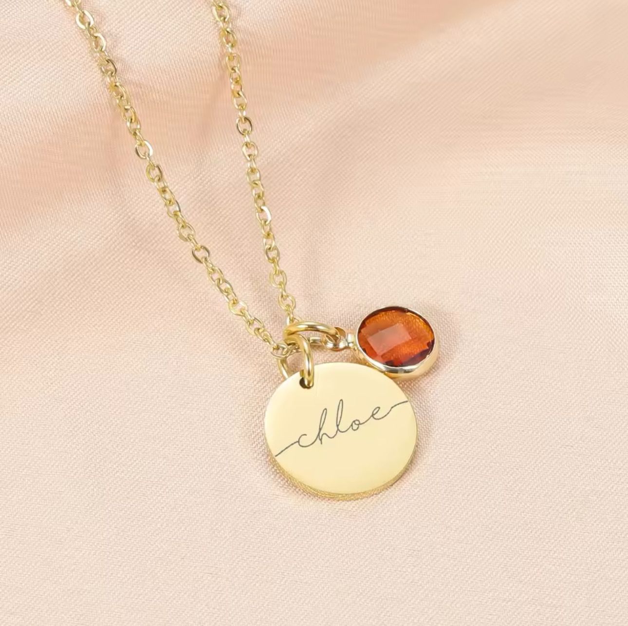 CUSTOM COIN PENDANT W/ BIRTHSTONE CHARM