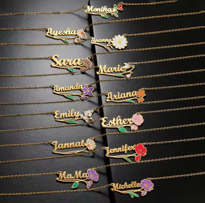ENAMEL FLOWER NAME NECKLACE