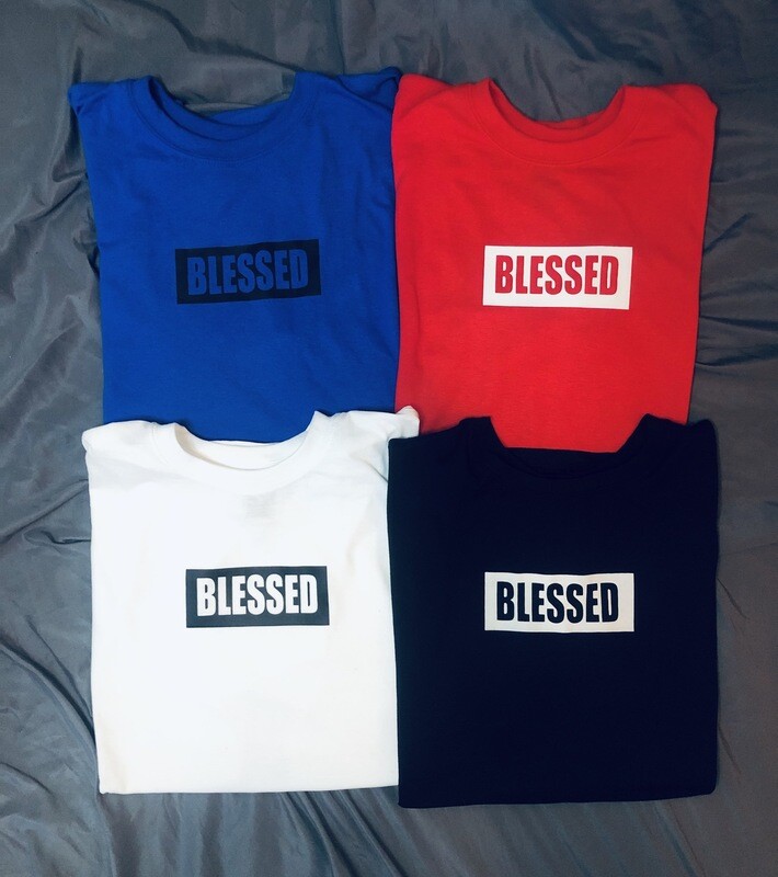 &#39;BNS Blessed&#39; Box Tee Blue/Black/Red/White
