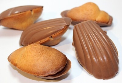 Madeleines with milk choc shell