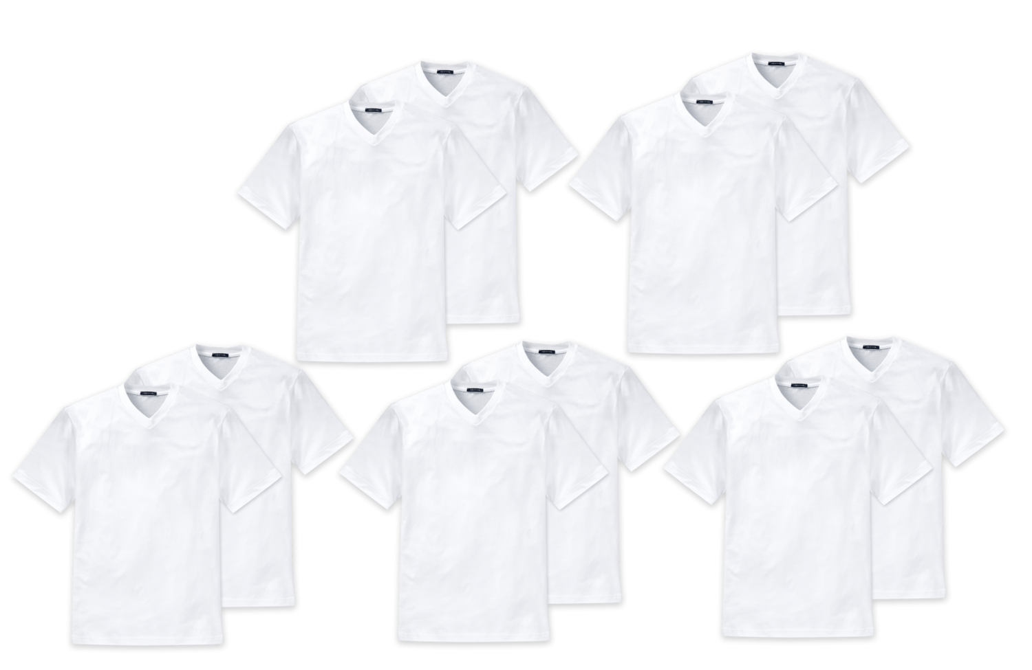 10 SCHIESSER American V-Ausschnitt T-Shirts 1/2 Arm Weiss
