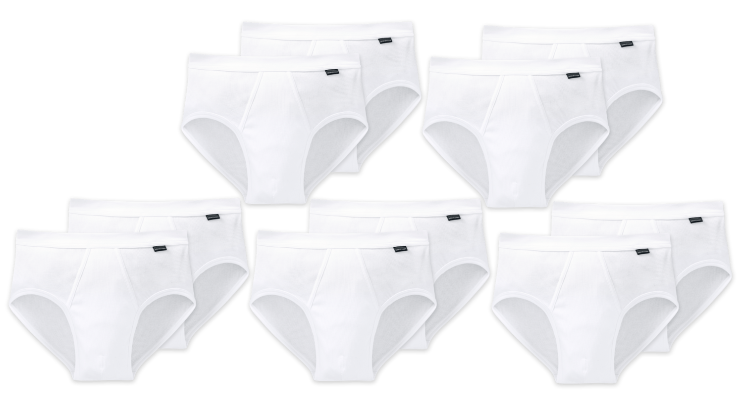 10 SCHIESSER Cotton Essentials Slips Sportslips mit Eingriff weiß Doppelripp